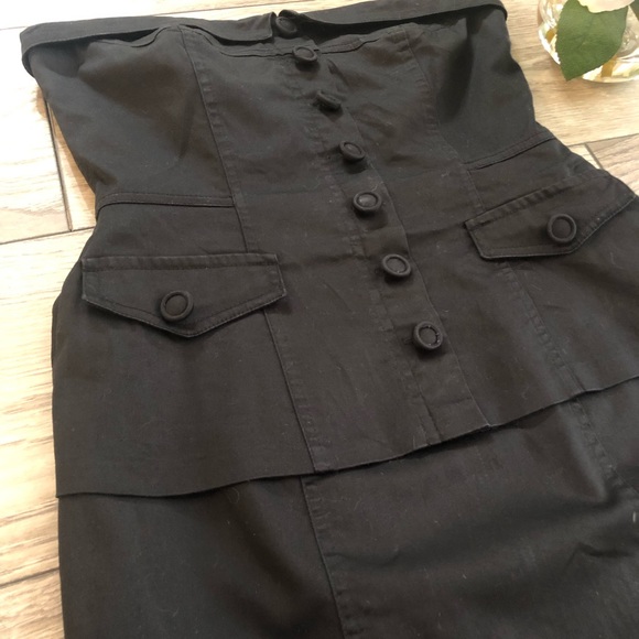 FOREVER 21 black button strapless dress size small - Picture 4 of 7